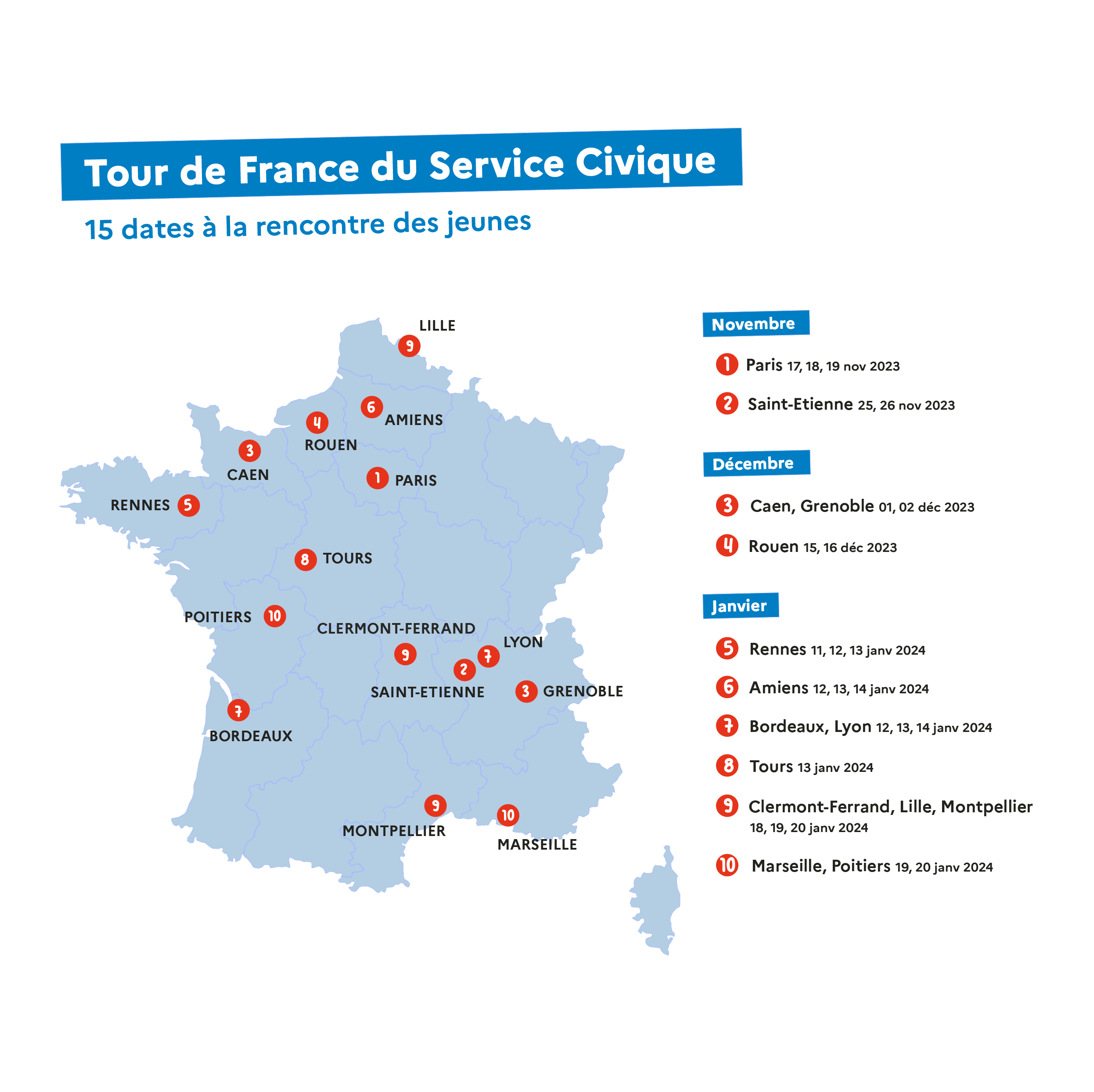 Carte du Tour de France du Service Civique Salons