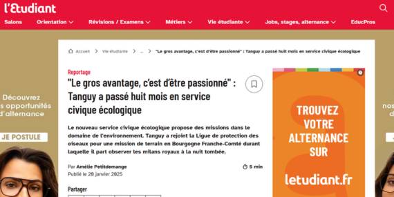Article L'étudiant sur le Service Civique écologique