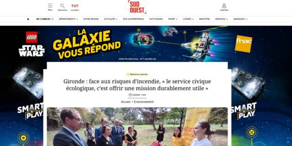 Article Sud Ouest sur le Service Civique écologique
